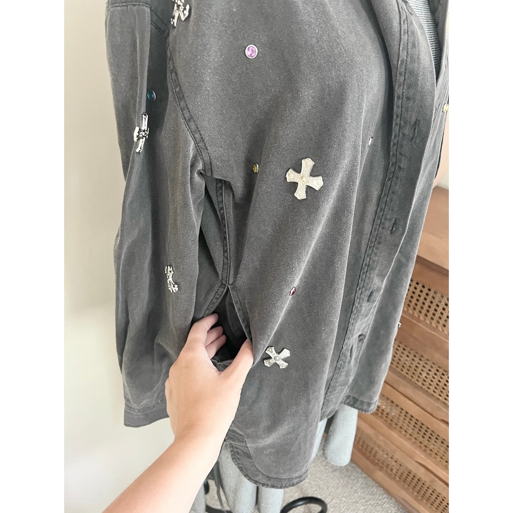 Vintage Y2K Forever 21 Bedazzled Denim Biker Jacket - Picture 3 of 9